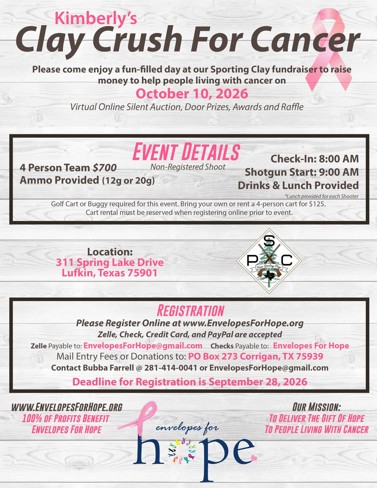Kimberly's Clay Crush for Cancer 2026 event flyer